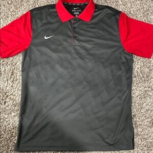 Nike Men's Polo Shirt in Gray and Red